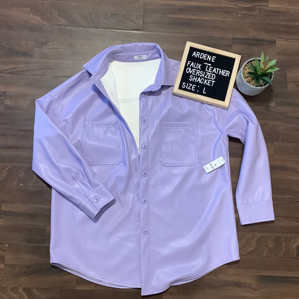 Ardene’s Faux Leather Oversized Button-up Shacket NWT
